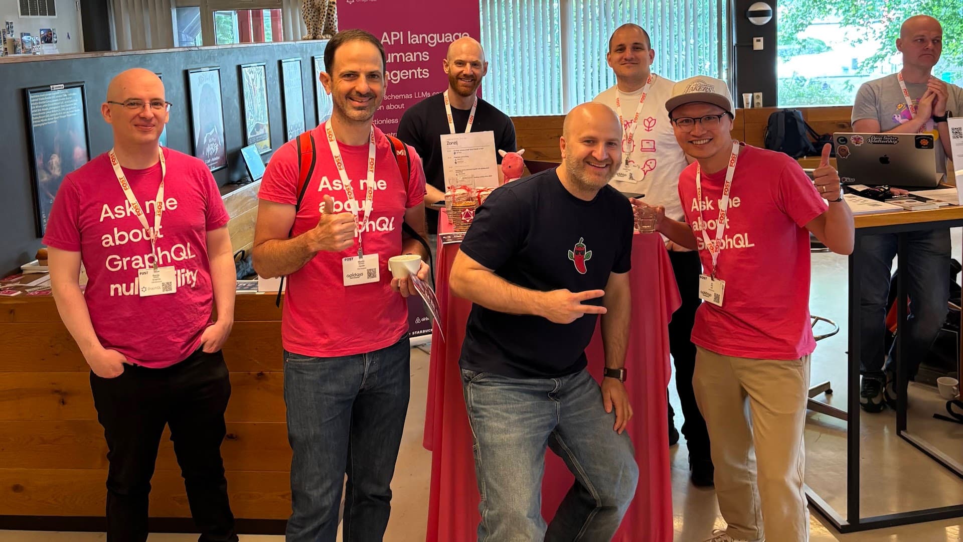 The booth team at GraphQL Day Amsterdam